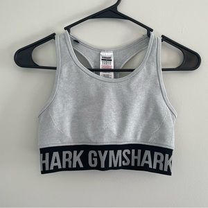 Gymshark Flex Sports Bra, Light Grey Marl/ Black